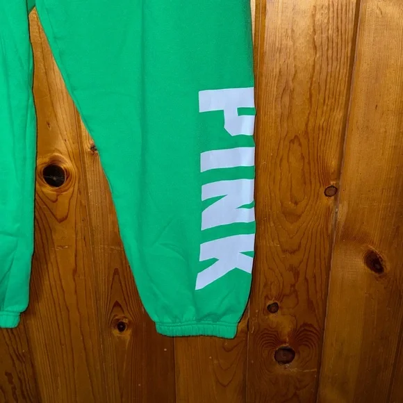 PINK Victoria's Secret Vibrant Green Joggers size large loose fitting sweatpants - Picture 2 of 5